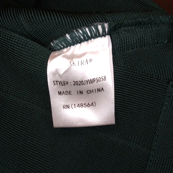 AKIRA Sexy Body-Con Dark Green Halter Necked, Off Shoulder Bandage Dress - Picture 12 of 14